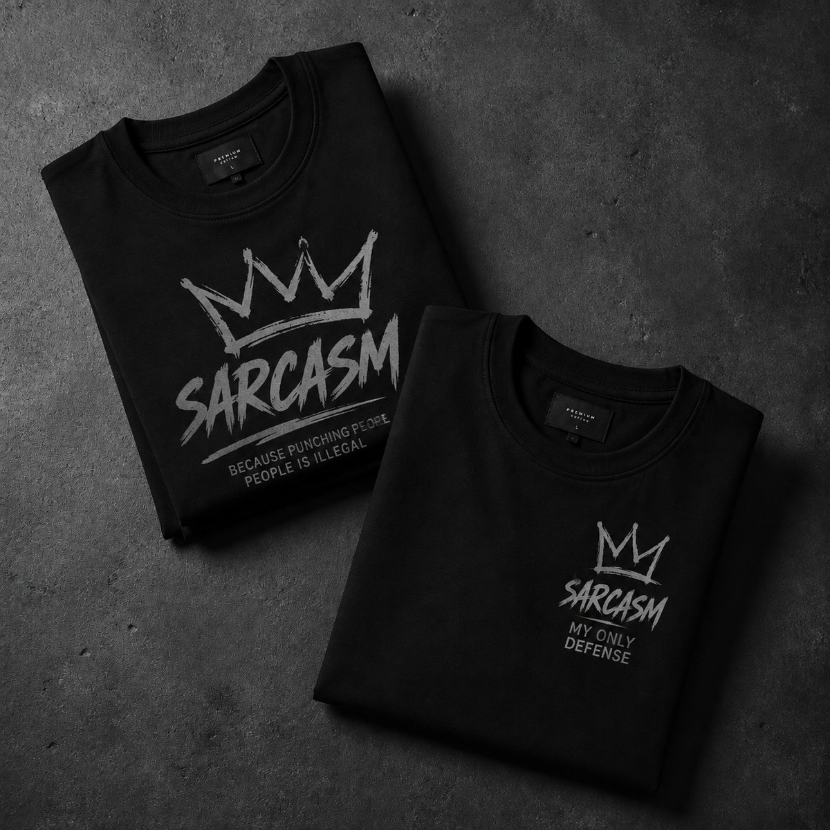 Folded heavyweight black t-shirts