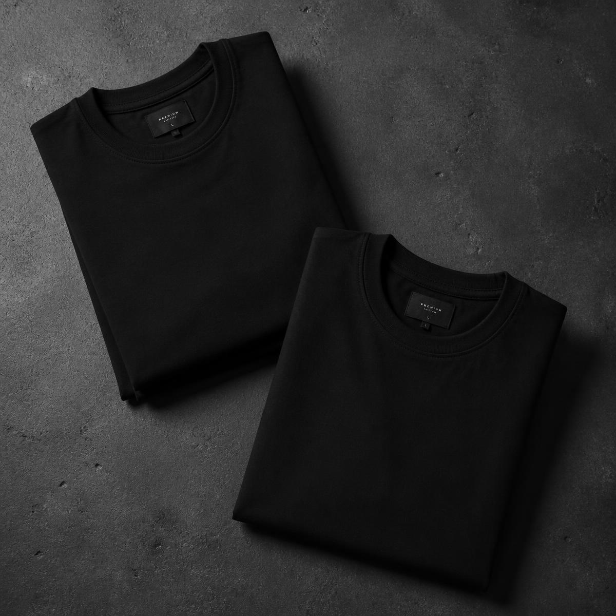 Folded heavyweight black t-shirts